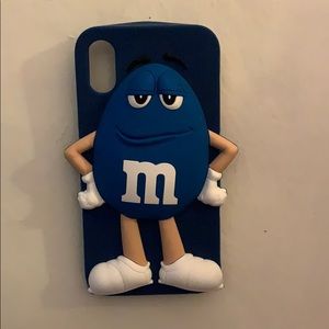 A blue m&m iPhone X case